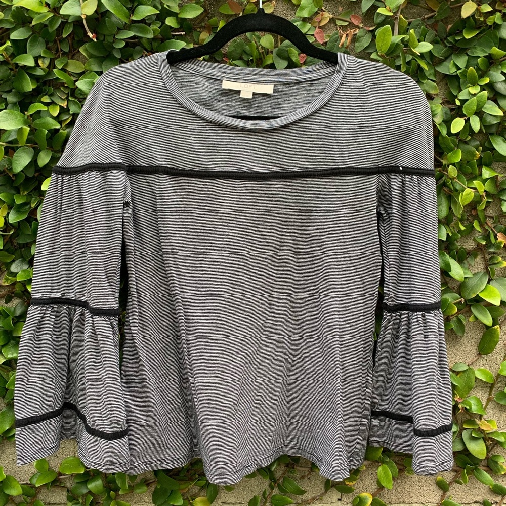 LOFT | XS Striped Bell Sleeve Top